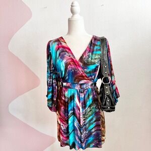 Vintage Galaxy Print Babydoll Top 2000s Whimsical Tumblr Indie Sleaze XL